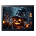 Halloween Pumpkin Wall Art with Witch Hat Design