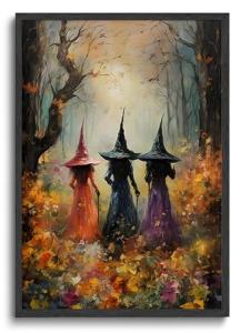 Vintage Halloween Witchy Wall Art Prints - 12x16in