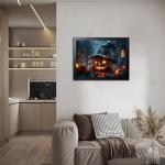 Halloween Pumpkin Wall Art with Witch Hat Design