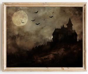 Moody Halloween Wall Art Prints - Unframed Decor
