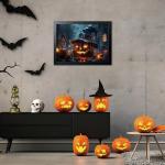 Halloween Pumpkin Wall Art with Witch Hat Design