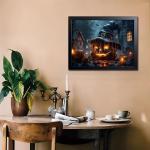 Halloween Pumpkin Wall Art with Witch Hat Design