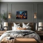 Halloween Pumpkin Wall Art with Witch Hat Design