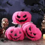 Halloween Pink Pumpkin Plush Throw Pillows - Set of 3