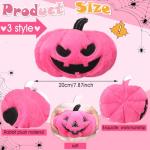 Halloween Pink Pumpkin Plush Throw Pillows - Set of 3