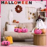 Halloween Pink Pumpkin Plush Throw Pillows - Set of 3