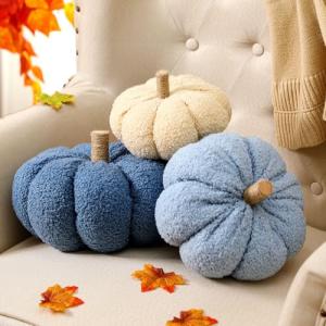 Fall Pumpkin Plush Throw Pillows - 3 Pack