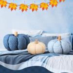Fall Pumpkin Plush Throw Pillows - 3 Pack