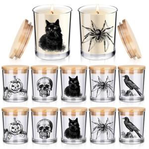 Halloween Glass Candle Jars with Cork Lids - 10 Pack
