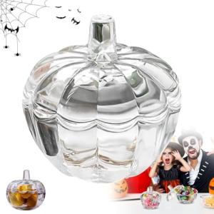 Pumpkin Glass Candy Jar with Lid for Halloween