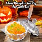 Pumpkin Glass Candy Jar with Lid for Halloween