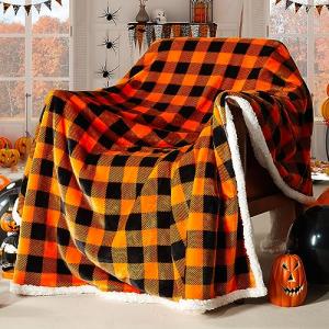 Halloween Sherpa Throw Blanket - Cozy Fuzzy Plaid
