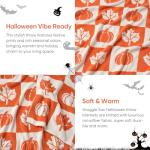 Cozy Pumpkin Maple Leaf Checkered Throw Blanket