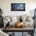 Halloween Haunted House Canvas Wall Art 20x40in