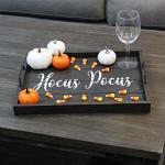 Black Wood Serving Tray with Handles, 15.50"x12