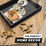 Gothic Skull Tray with Gold Handles - Black Wood