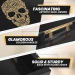 Gothic Skull Tray with Gold Handles - Black Wood