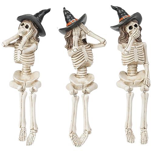 Halloween Statues No Evil Skeleton Collectible Figurines