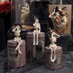 No-Evil Skeleton Figurines Halloween Decor Set of 3