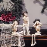 No-Evil Skeleton Figurines Halloween Decor Set of 3