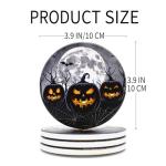 Black Round Drink Coasters Set of 6 with Holder