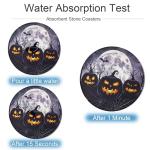 Black Round Drink Coasters Set of 6 with Holder