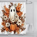4-Piece Halloween Shower Curtain Set with Rugs