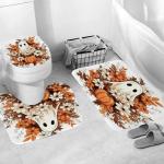 4-Piece Halloween Shower Curtain Set with Rugs