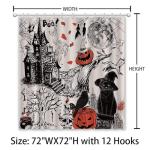 Halloween Cat and Ghost Shower Curtain, 72x72
