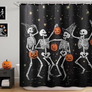 Spooky Ghosts and Pumpkins Halloween Shower Curtain Set