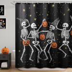 Spooky Ghosts and Pumpkins Halloween Shower Curtain Set