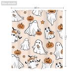Cute Halloween Shower Curtain with Ghosts and Pumpkins