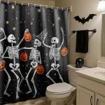 Spooky Ghosts and Pumpkins Halloween Shower Curtain Set