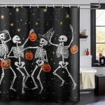 Spooky Ghosts and Pumpkins Halloween Shower Curtain Set