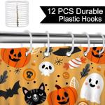 Halloween Shower Curtain with Cute Cat & Pumpkin