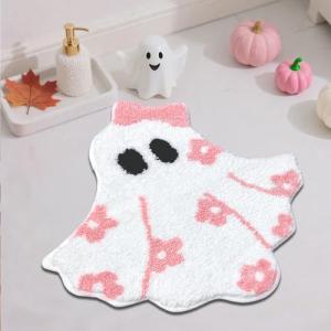 Cute Ghost Pink Halloween Bath Mat – Soft & Absorbent