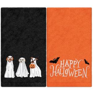 Happy Halloween Ghost Dog Hand Towels - 2 Pack