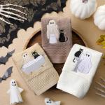 Halloween Hand Towels Set with Ghost and Cat