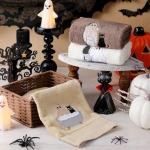 Halloween Hand Towels Set with Ghost and Cat