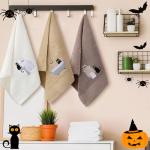 Halloween Hand Towels Set with Ghost and Cat