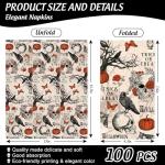 100 Pcs Halloween Skull Bat Pumpkin Napkins
