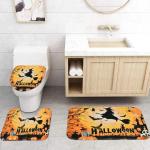 Halloween Pumpkin Shower Curtain and Bath Mat Set