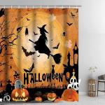 Halloween Pumpkin Shower Curtain and Bath Mat Set