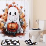 Halloween Shower Curtain Set with Rug and Accessories