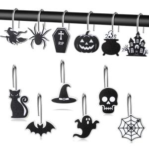 Gothic Halloween Shower Curtain Hooks - 12 Pack