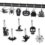 Gothic Halloween Shower Curtain Hooks - 12 Pack
