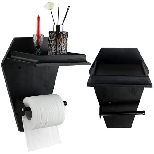 Gothic Toilet Paper Holder with Shelf coffin design