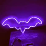 Purple Neon Bat Sign for Halloween Decor