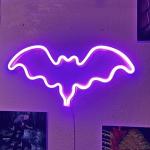 Purple Neon Bat Sign for Halloween Decor