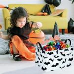 KUNRO Halloween Bat Canvas Storage Basket Set